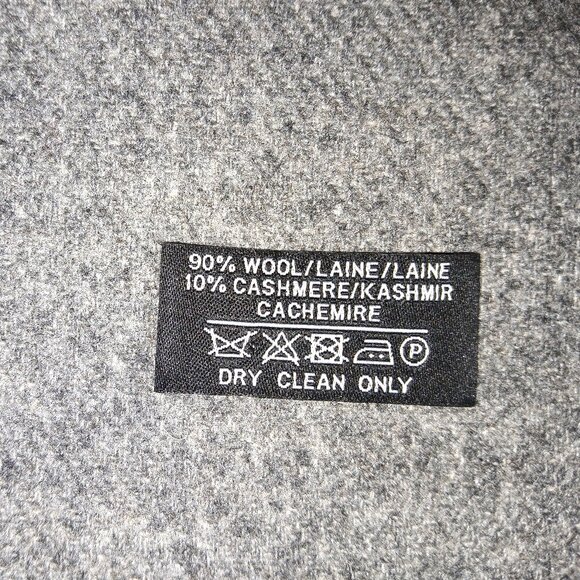 Yves Saint Laurent YSL Gray Blue Embroidered Wool Fringed Scarf Pre-Own… - Picture 7 of 8